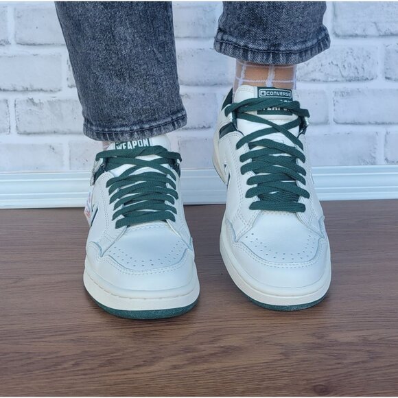 ⭐Converse Weapon OX Low Sz 7 Women's Shoes Leather Sneaker Beige Green A11212C⭐ - Picture 5 of 13